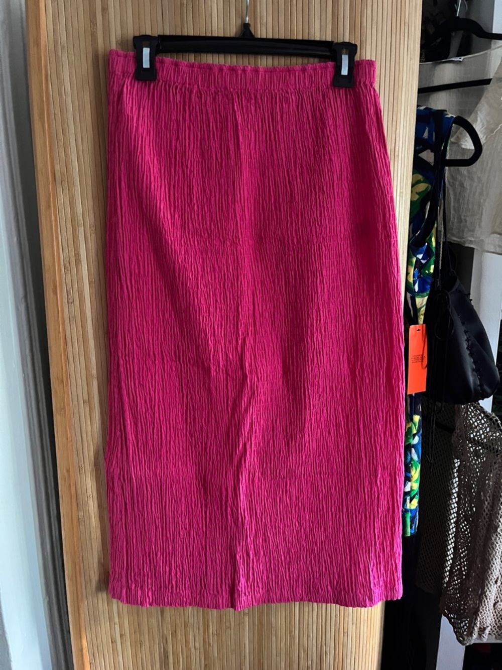 Mara Hoffman Hot Pink Crinkle Midi Skirt